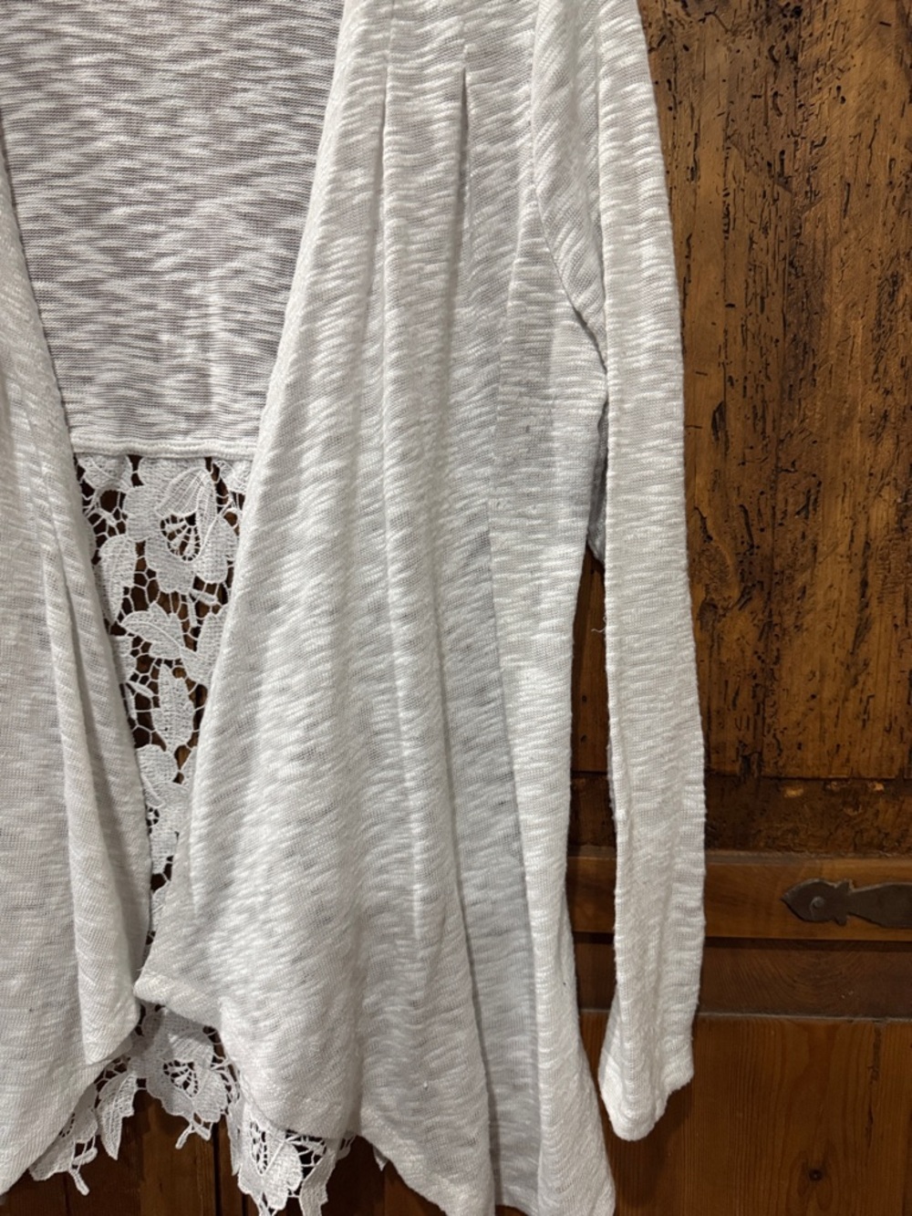 Cupio Light Gray Draped Open Cardigan with Lace Back - Picture 2 of 6